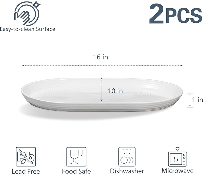 ONEMORE 16 Inch Ceramic Serving Plates - Image 4