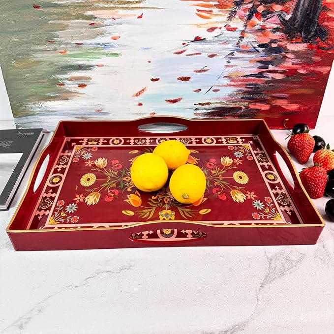 Boho Red Decorative Tray, Serving Tray - Image 6