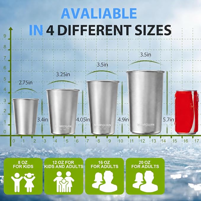 Stainless Steel Cups 20oz/600ml, Stainless Steel Pint Tumbler | Camping - Image 4
