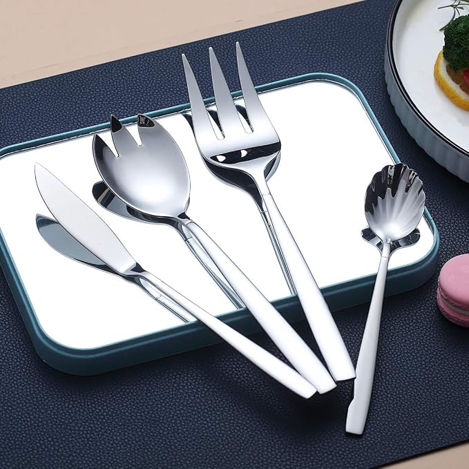 Silverware Serving Set 10 Pieces, Berglander Stainless Steel Flatware Serving - Image 4