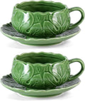 KAMMAK Tea Cups and Saucers Set of 2, 10 oz Porcelain Coffee Cups, SY008 | by KAMMAK
