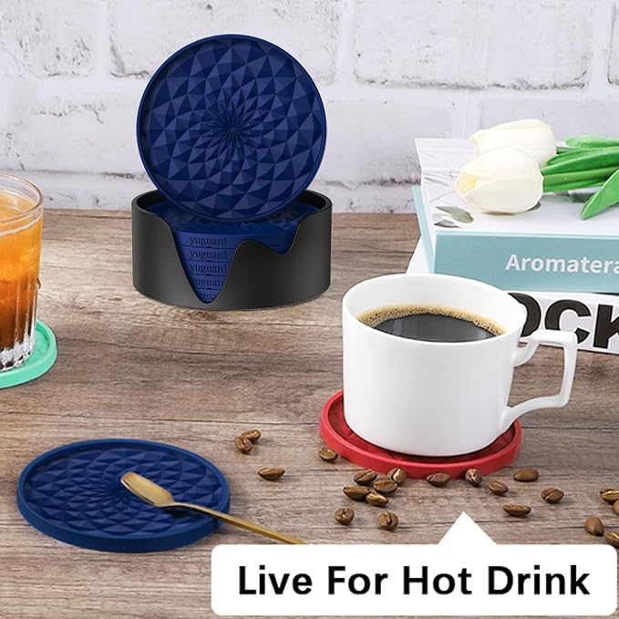 Cup Coasters Set of 6 with Holders Drink Coasters, Table Cup Mat, - Image 6