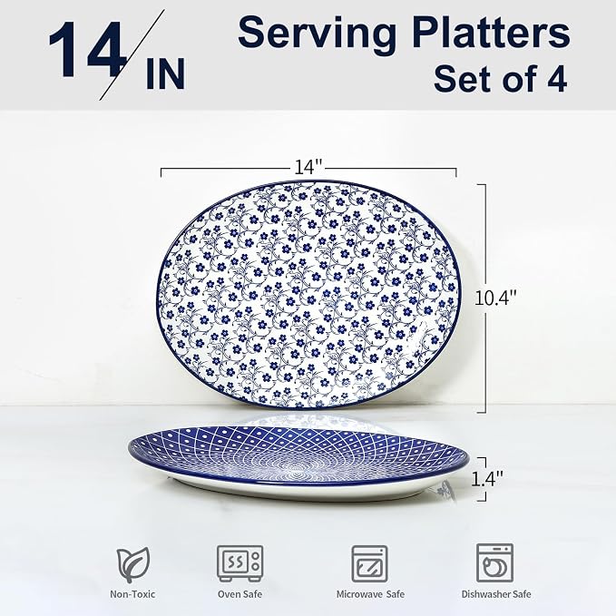 Selamica Serving Platter, 14 Inch Large Serving Dishes - Image 3