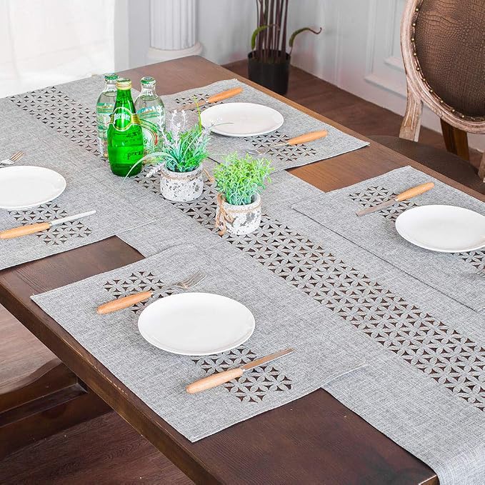 ARTABLE Gray Rectangle Fabric Table Runner Finished Edge 16 x 120 Inch | - Image 3