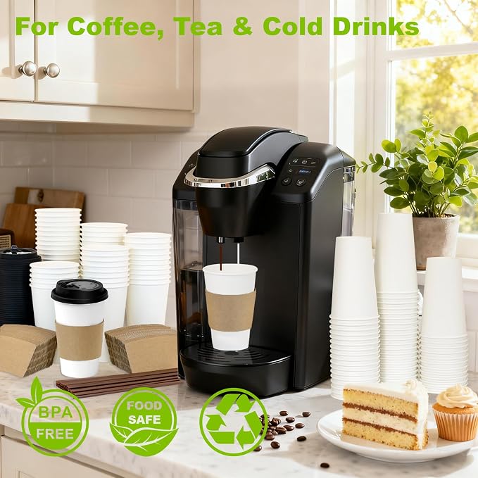 100 Pack 16 oz Disposable Coffee Cups - Image 2
