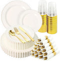 350pcs Plastic Dinnerware Set Ivory 50 Guests by cheerserve