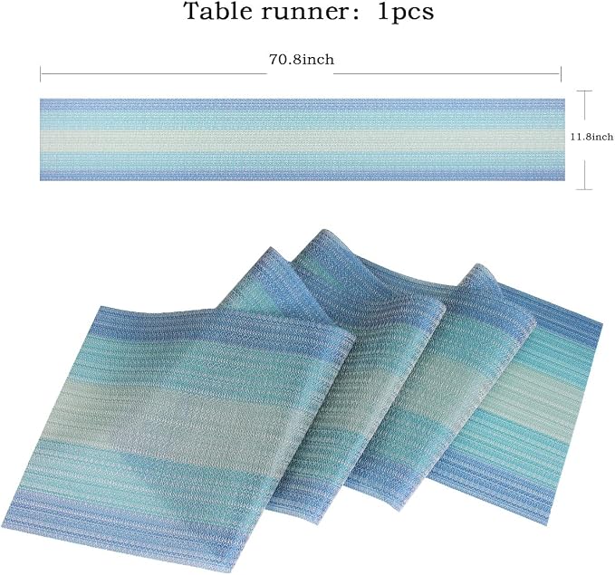 PIGCHCY Placemats Set of 6 and Table Runner, Heat Resistant Vinyl Woven - Image 2