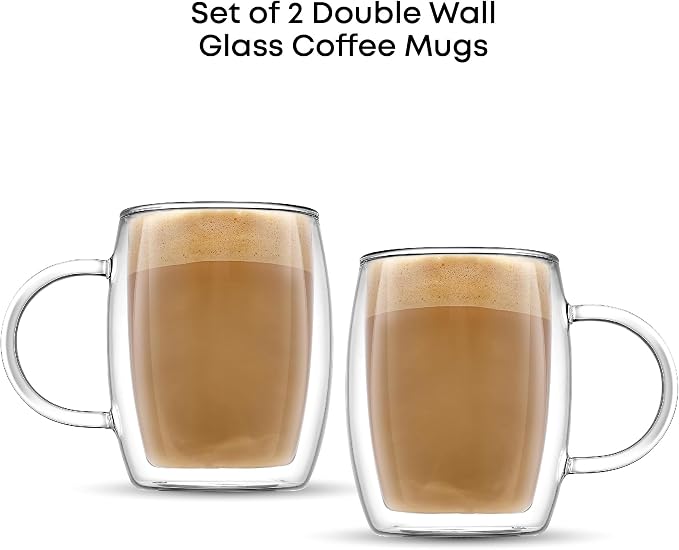 JoyJolt Double Wall Glasses 13.5-Ounce Insulated Mugs Double Walled Glass Cups - Image 3
