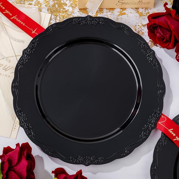 DaYammi 36PCS Black Plastic Plates, Heavy Duty Black Disposable Plates Premium - Image 7