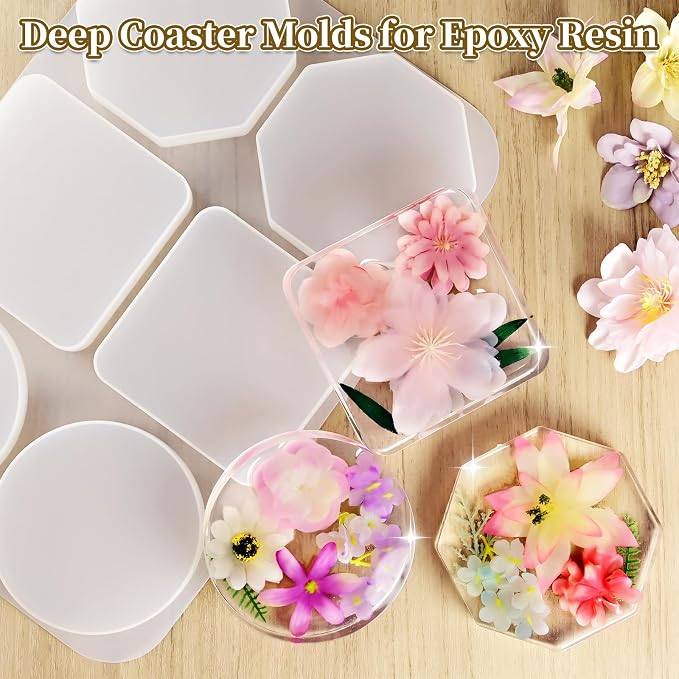 Resin Coaster Molds, 3 Variety Shaped 4 Inch Coaster Casting Molds | Large 6 - Image 3