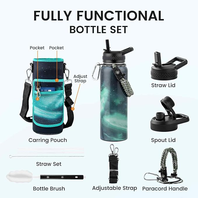 RAYMYLO Insulated Water Bottle 32 oz, Triple Wall Vacuum Stainless Steel | - Image 7