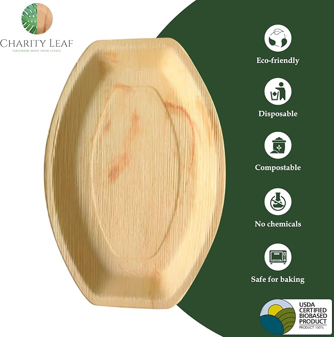 Disposable Bamboo 13" x 9" Trays Bamboo Serving Platters, Disposable Boards - Image 4