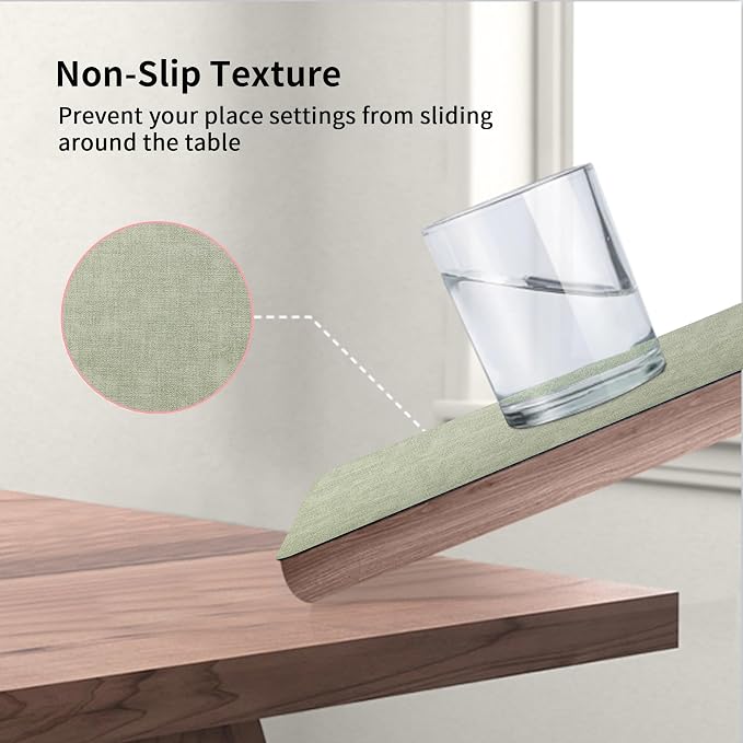 Maxpearl Faux Leather Placemats Set of 8, Light Green | Waterproof - Image 6