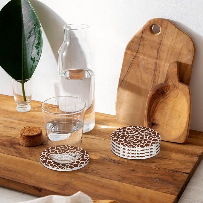Giraffe Coasters Set of 4, Absorbent Ceramic Drink Coasters Cup Mat - Image 7