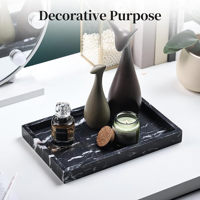 Real Natural Marble Tray for Bathroom, Genuine Marble Stone Vanity Tray - Image 3