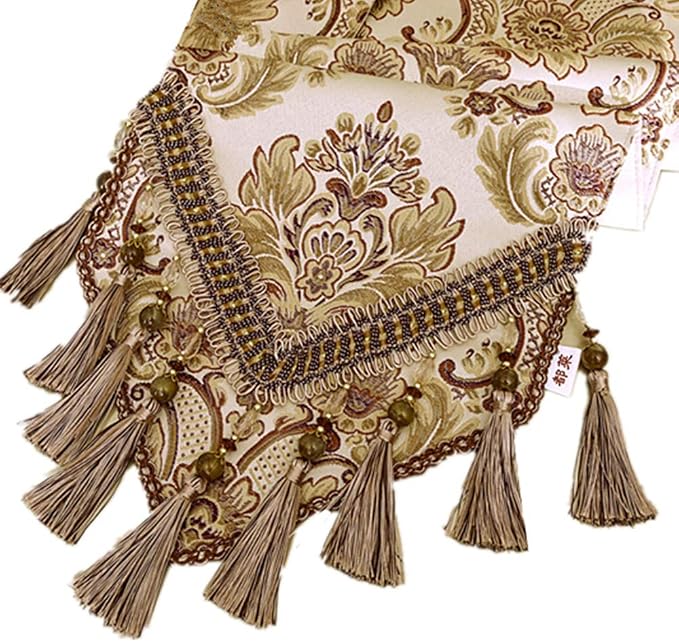 European Jacquard Fabric Multi-Tassels Table Runner - Image 4