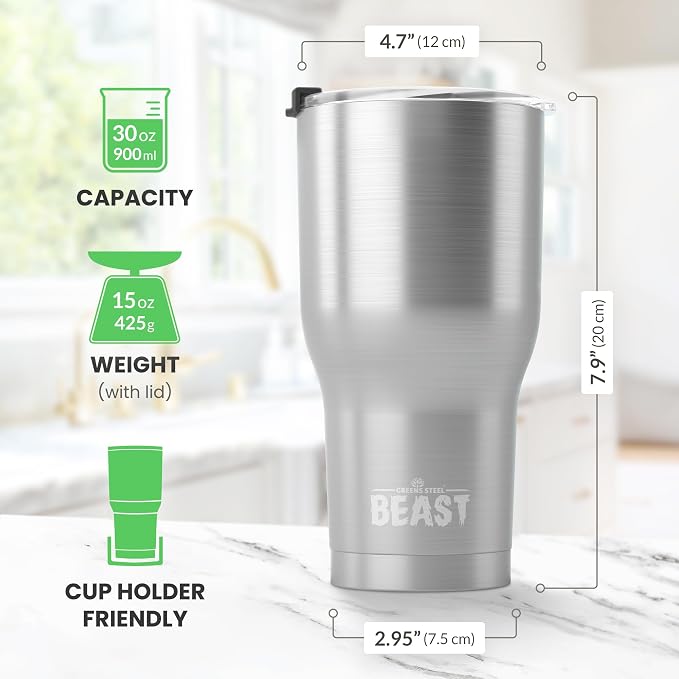 Beast 30 oz Tumbler Stainless Steel Vacuum Insulated Coffee Ice Cup Double Wall - Image 7