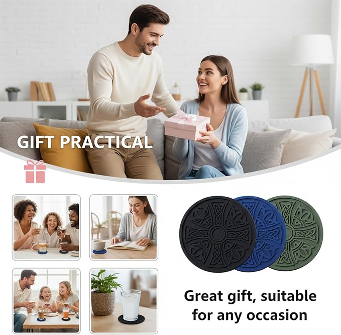 Silicone Coasters with Holder, Cross Pattern, 6 Pack | Non-slip drink mats - Image 5
