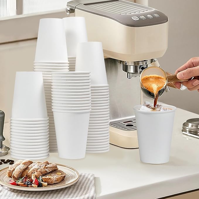 Clawsoff 300 Count 12 oz Paper Coffee Cups Disposable White Hot Coffee Cups | - Image 6