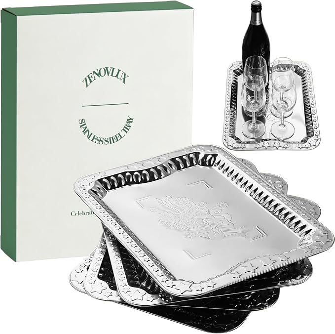 4 Pack America 250 Year Anniversary Silver Trays by Zenovlux
