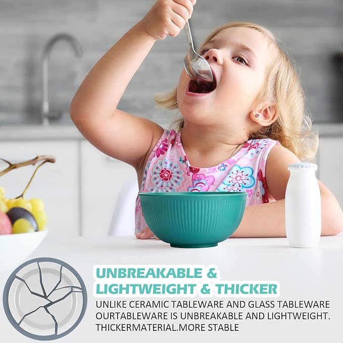 Unbreakable Cereal Bowls 24 oz, Lightweight, Made of Wheat Straw Fiber - Image 3