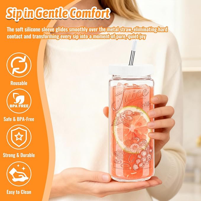 8 Pack 16oz Glass Juice Bottles - Image 4