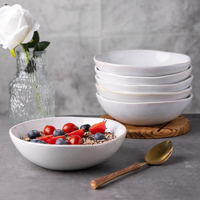AmorArc Ceramic Cereal Bowls Set of 6, 24 oz Handmade Stoneware Bowls Set - Image 3