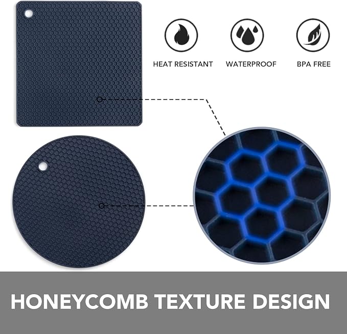4 Pack Trivets for Hot Dishes | Hot Pads for Kitchen, Silicone Pot Holders for - Image 3