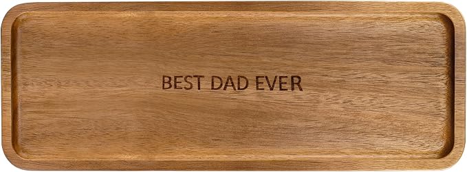 Best Dad Ever Wooden Tray, Rectangular Wood Serving Tray Decorative Tray by TJPOP