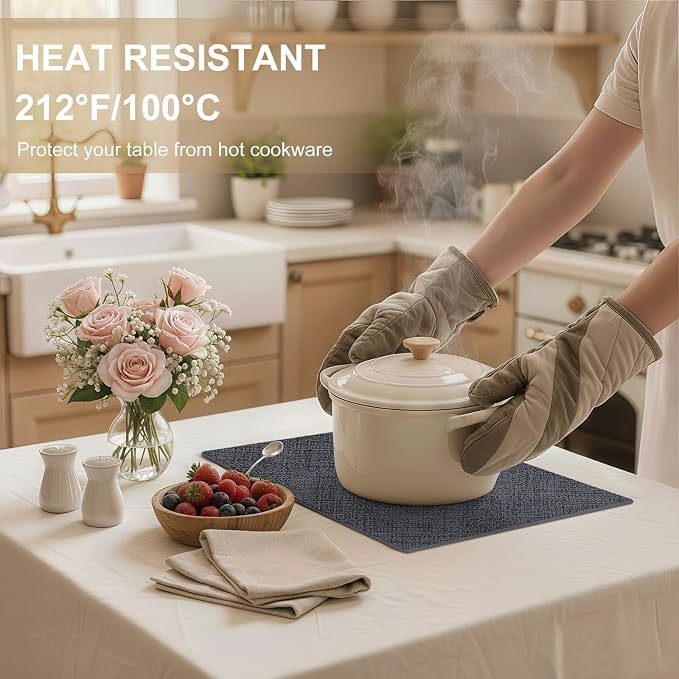 Faux Leather Heat Resistant Placemats 4 Packs, Waterproof Wipeable Dining PU - Image 3