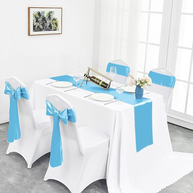 10-Pack Blue Satin Table Runner 12 x 108 Inch Long Bright and Smooth Silk - Image 5