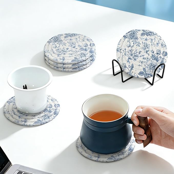 Chinoiserie Cotton Coaster Set of 6 - Image 6