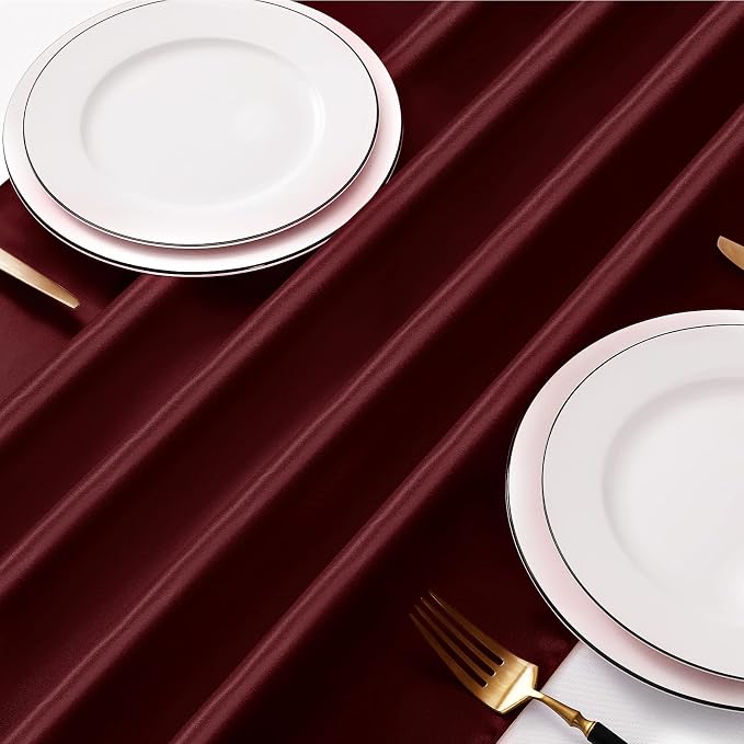 Manyshofu Maroon Satin Table Runner 12x108 - Image 2