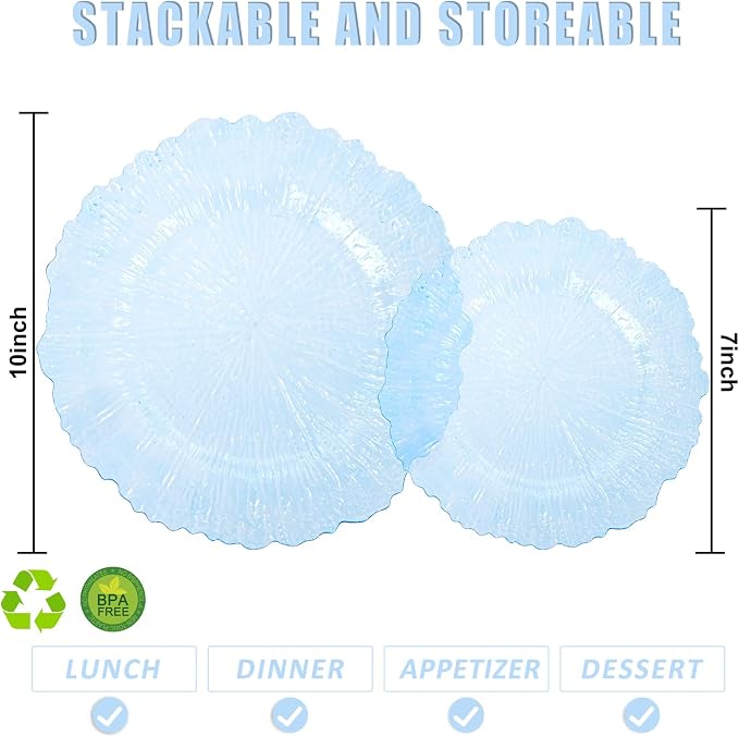 U-QE 60PCS Clear Blue Plates - Image 2