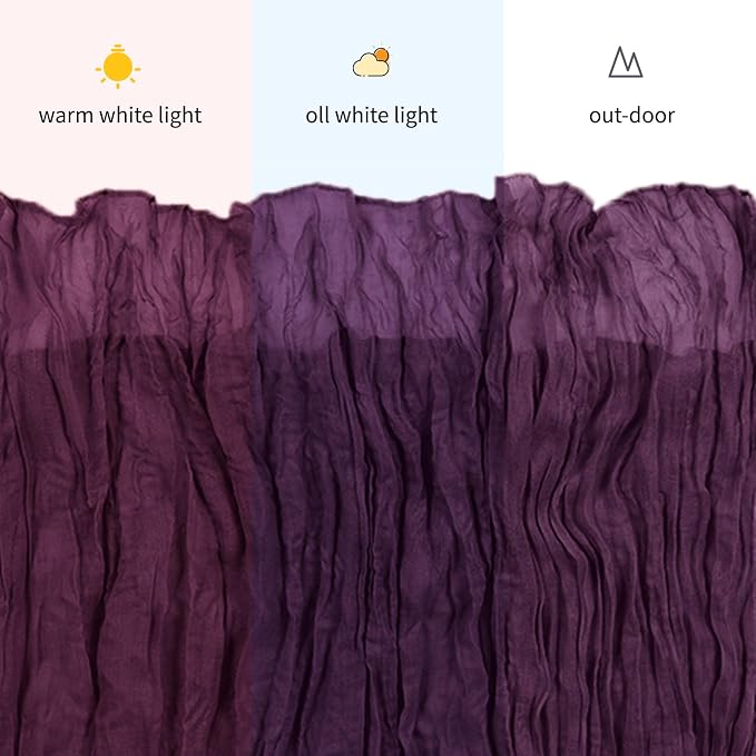 6 Pack Dark Purple Cheesecloth Table Runner, 17 x 108 inch, Semi Sheer Boho - Image 7