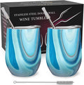 CHILLOUT LIFE 12 oz Stainless Steel Wine Tumblers 2 Pack by CHILLOUTLIFE