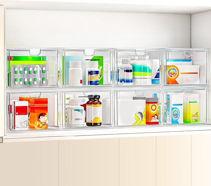 6-Pack Stackable Acrylic Storage Drawers, Small | Smooth-glide drawers - Image 5
