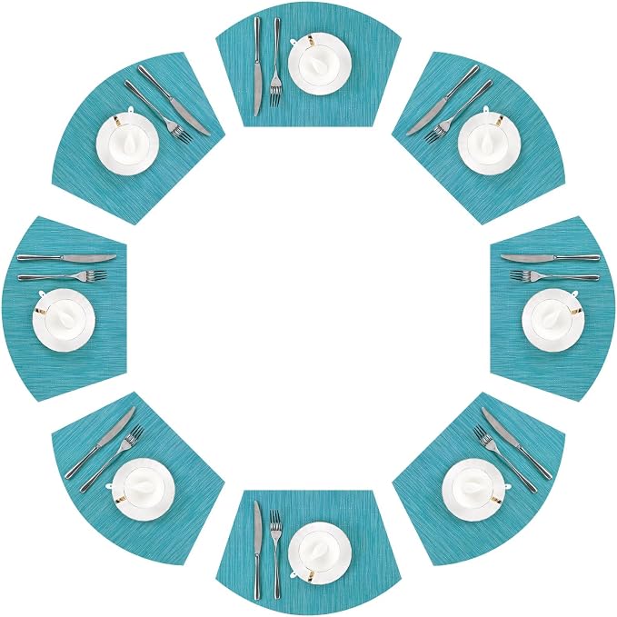 SHACOS Wedge Shape Placemats Set of 8 Woven Vinyl Reversible Placemats by SHACOS
