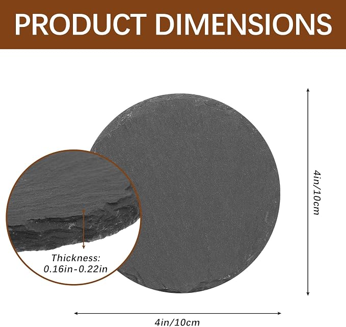 72 PCS Black Natural Slate Coasters Bulk Set 4 Inch Laser Engraving Blanks - Image 2