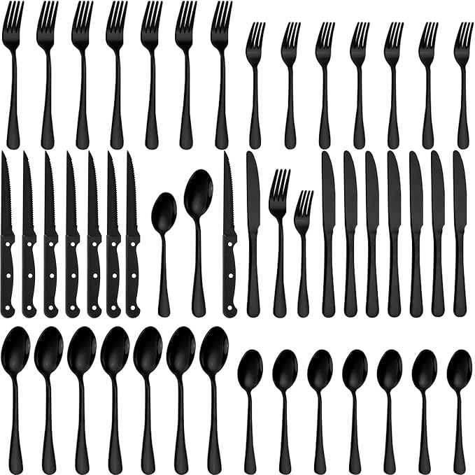48-Piece Black Silverware Set by Lazycorner