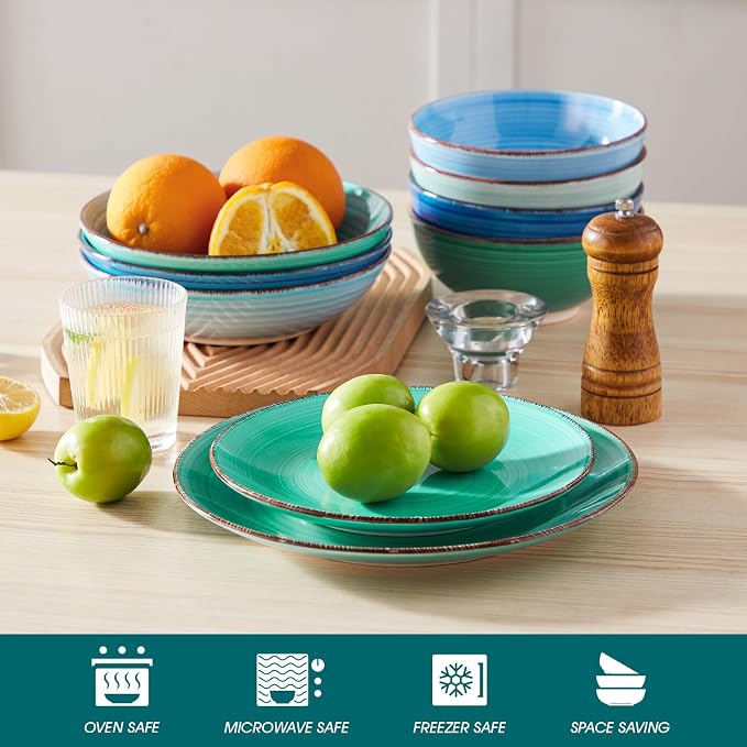 vancasso Bonita 10.5 Inch Ceramic Dinner Plates Set of 6, Cool Colors | - Image 4