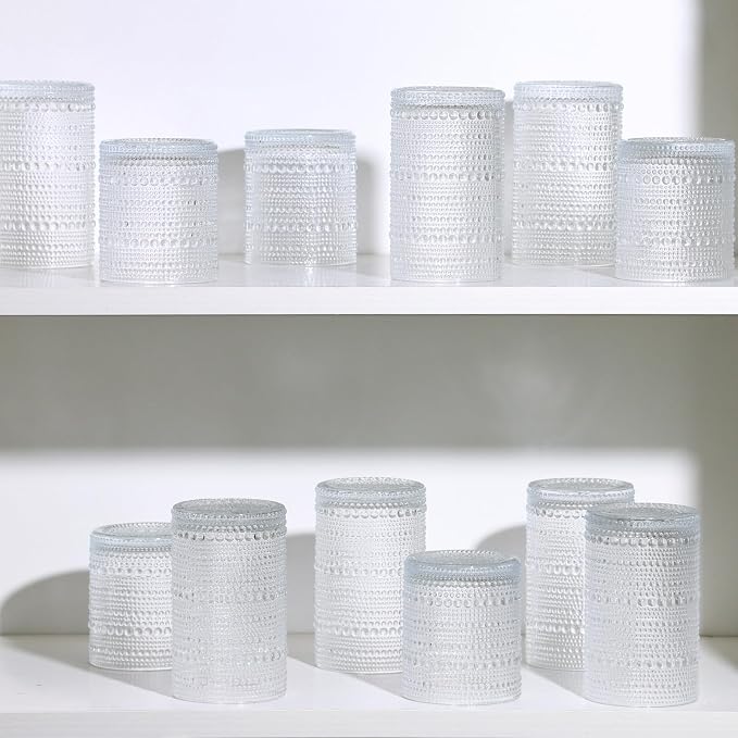 Moretoes Hobnail Drinking Glasses Set of 6, Vintage Water Glass Cups | 12 Oz - Image 7