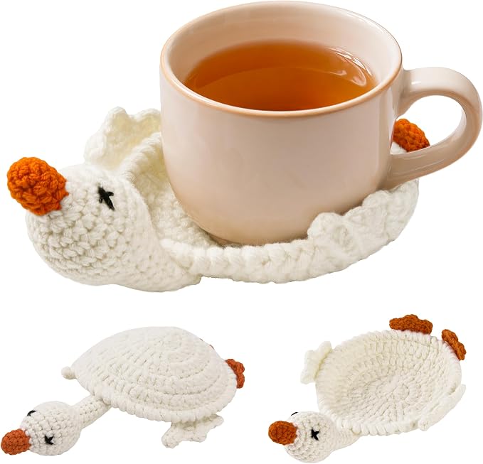 Handmade Crochet Coasters, Fun 3D Animal Flippable Drink Coasters Cute Soft Cup by Unknown