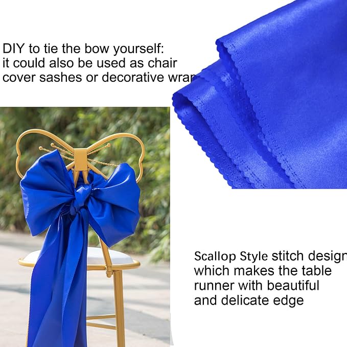 Royal Blue Table Runners, 12x108 Inches, 6 Pack | Satin, Silk and Smooth Fabric - Image 4