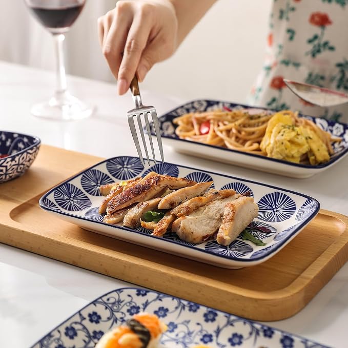 Selamica Ceramic Rectangular Salad Plates Set, Dinner Plate 9.4 Inch Dessert - Image 5