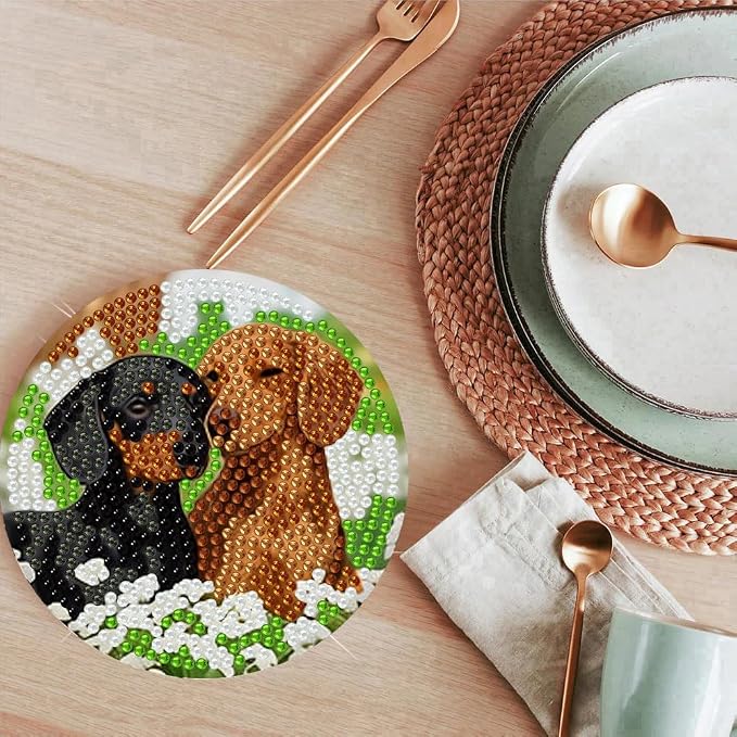 ijbnhd 8 Pcs Cute Dog Diamond Art Coasters Kits, 4x4 inch | Cute Dog Diamond - Image 5