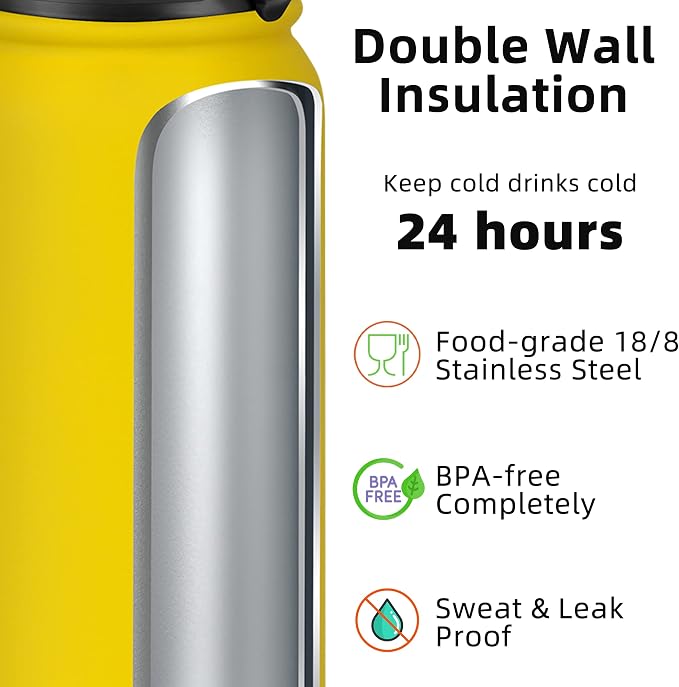 Fanhaw 32 oz Insulated Stainless Steel Water Bottle - Image 3