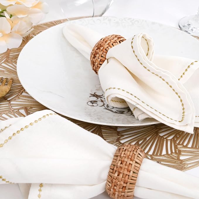 Woven Jute Napkin Rings, Natural Rattan | Handmade rattan, plastic base - Image 7