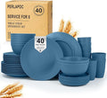 40-Piece Wheat Straw Dinnerware Sets, Unbreakable Dishes Set by Perlapoc