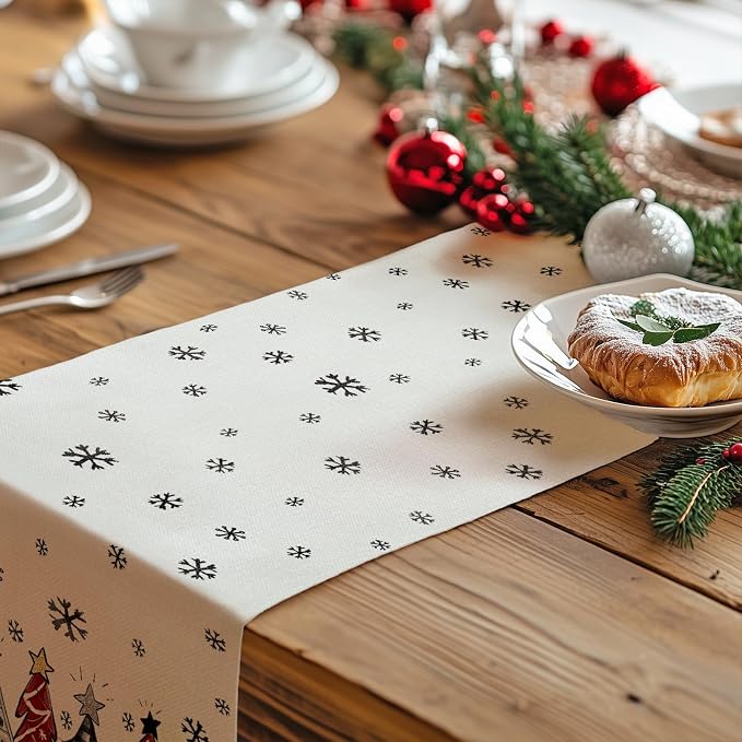 Christmas Table Runner 13x108 Inch, Xmas Tees Snowflakes Holiday Decorative - Image 7
